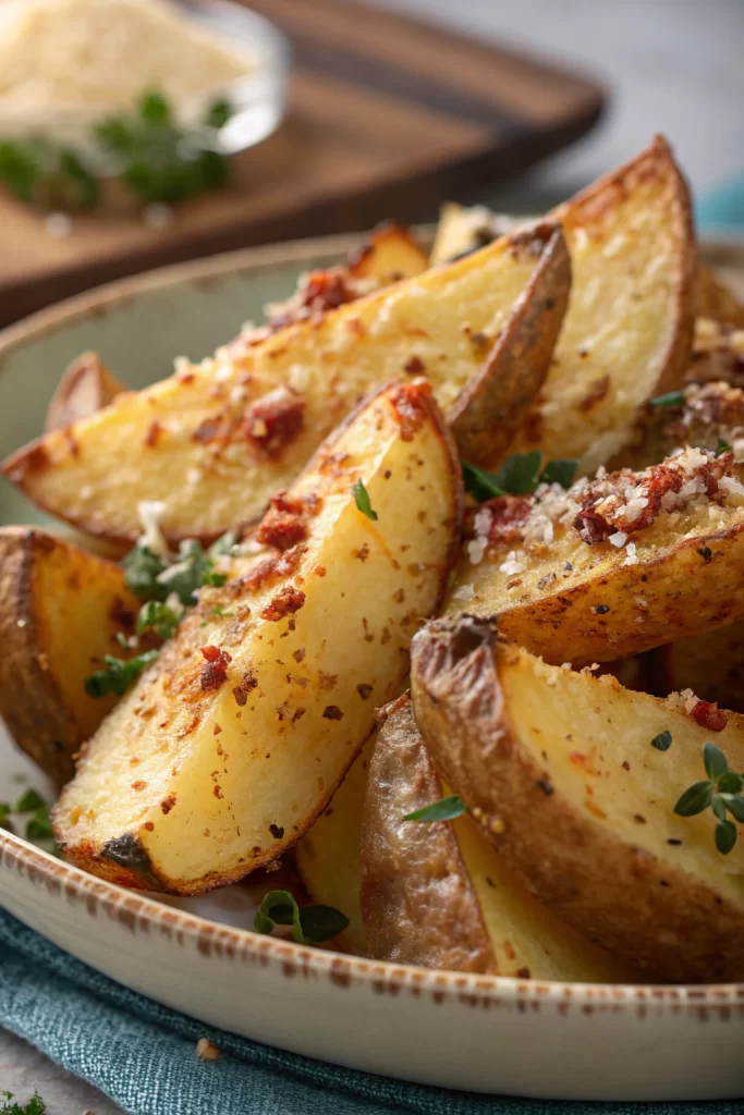 Baked Garlic Parmesan Potato Wedges Recipe