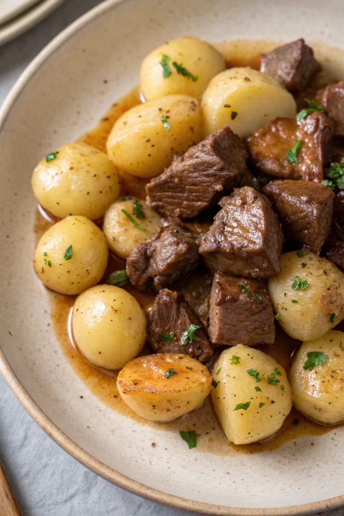 Garlic Butter Steak Bites & Potatoes Recipe