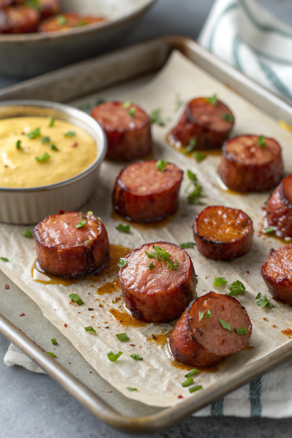 Mustard Hasselback Kielbasa Bites Recipe