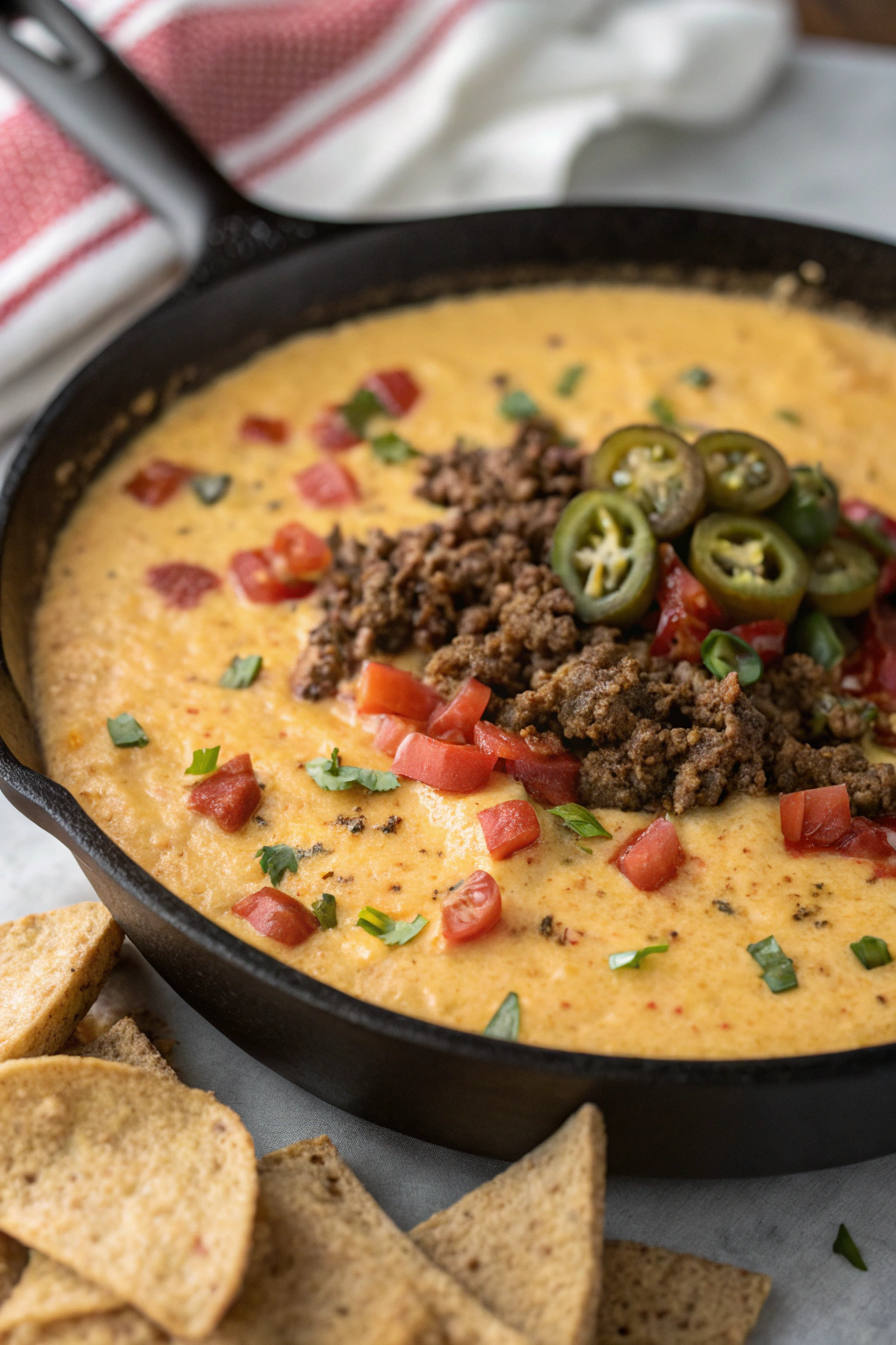 One Pan Queso Dip With Ground Beef & Velveeta Recipe