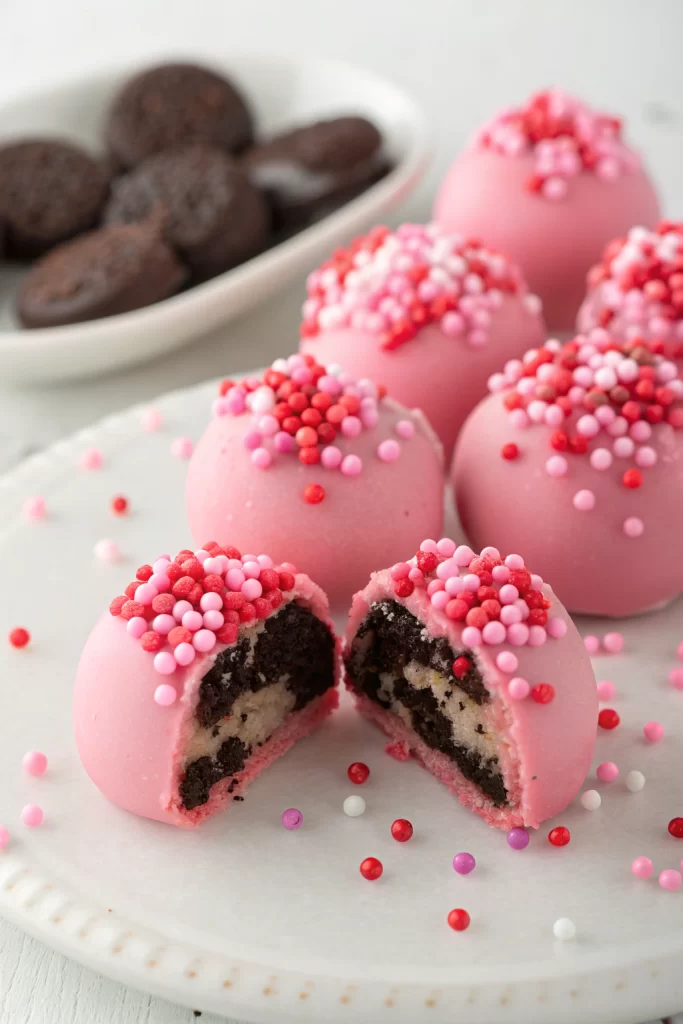 Oreo Truffle Balls with Pink Candy Coating