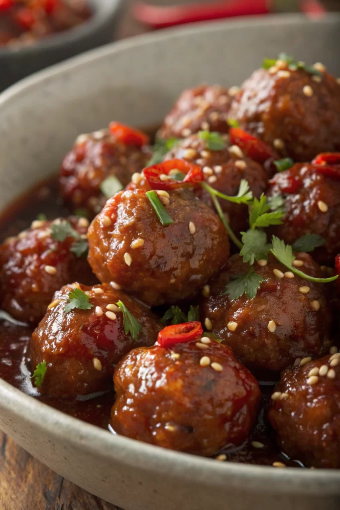 Spicy Chili Crunch Firecracker Meatballs Recipe