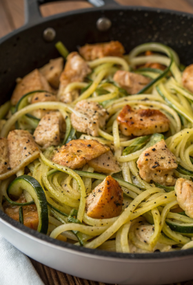 Garlic Chicken Zucchini Noodles Stir Fry Recipe