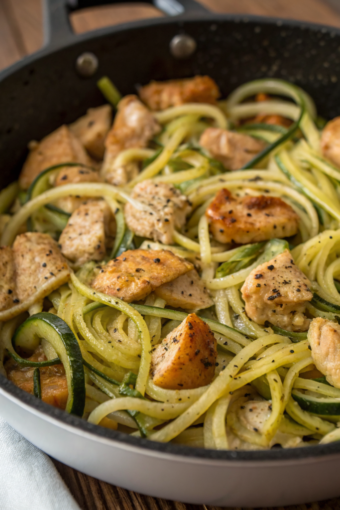 Garlic Chicken Zucchini Noodles Stir Fry Recipe