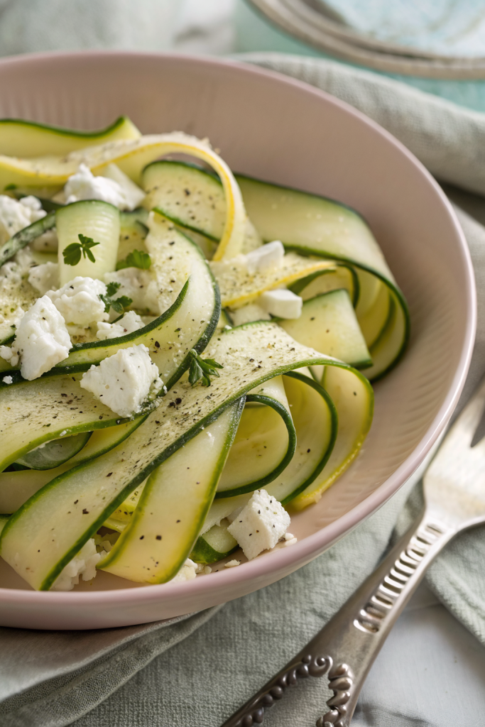Italian Shaved Zucchini Salad with Feta