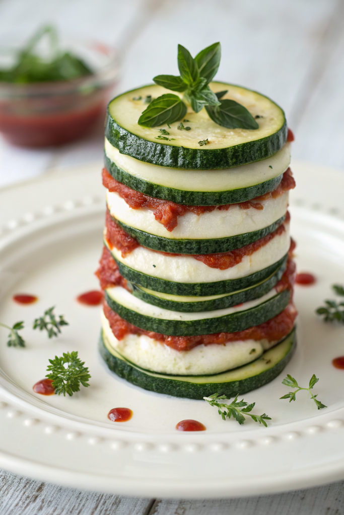 Layered Zucchini Ricotta Melts with Marinara