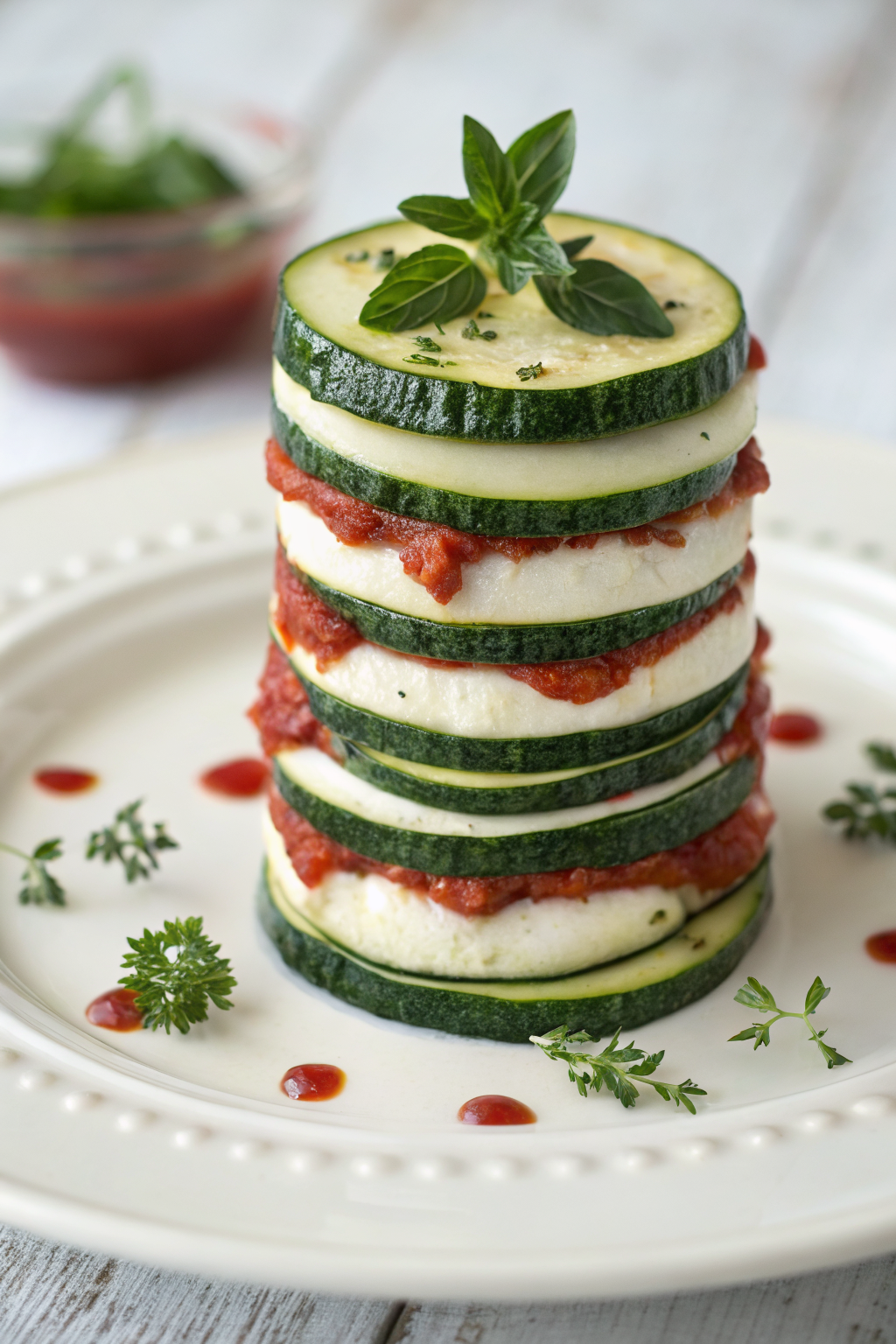 Layered Zucchini Ricotta Melts with Marinara