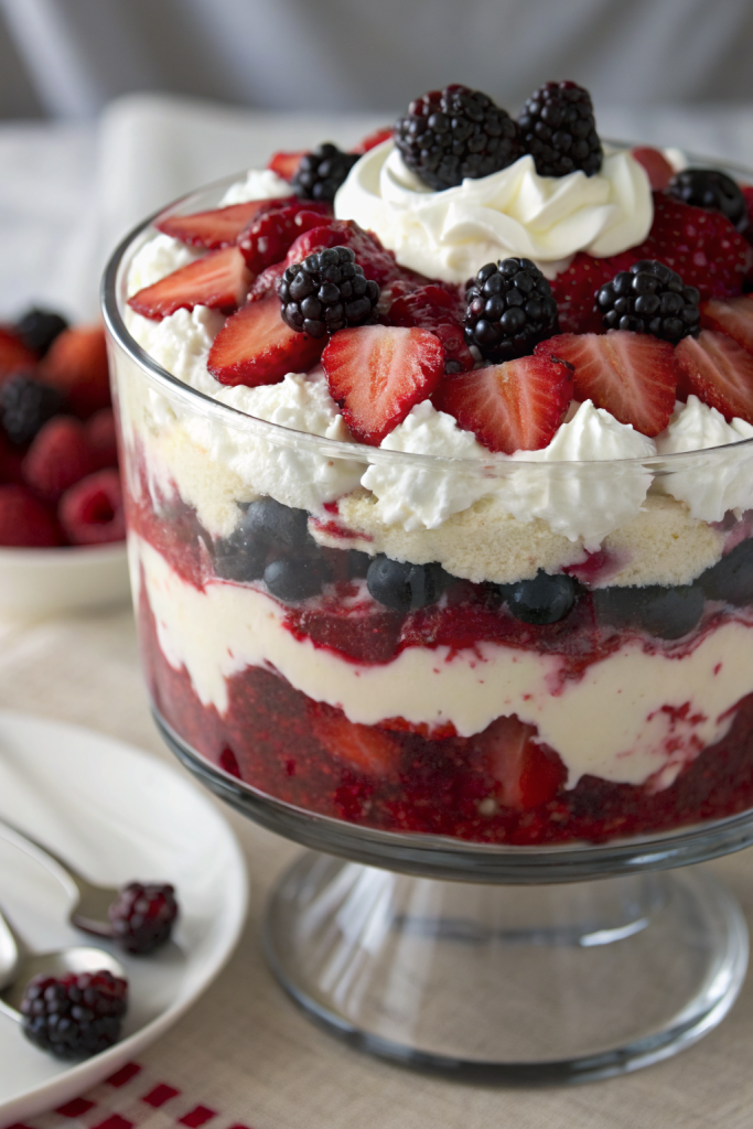 Mixed Berry Trifle With Raspberry Jelly