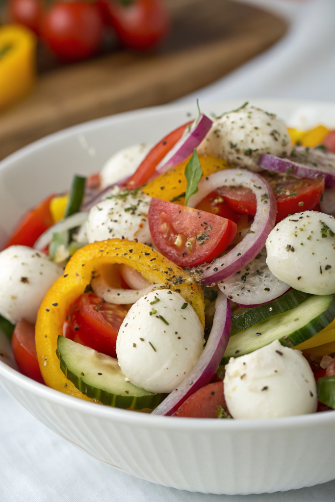 Summer zucchini salad with seeds, mint and lemon dressing