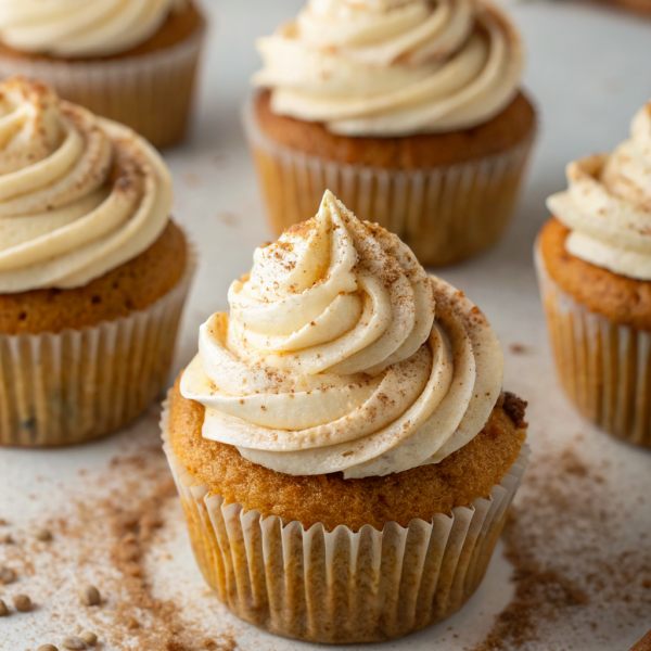 Vanilla Chai Pumpkin Latte Cupcakes with Cinnamon