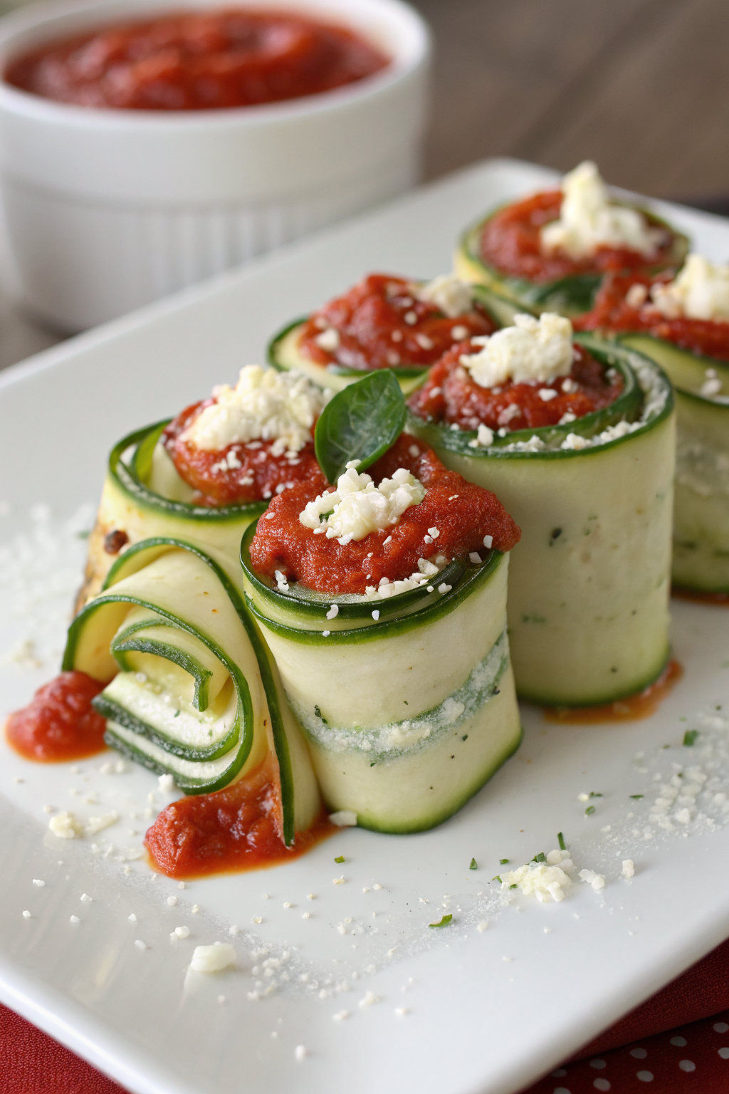 Zucchini Lasagna Roll-Ups With Spinach and Cheese