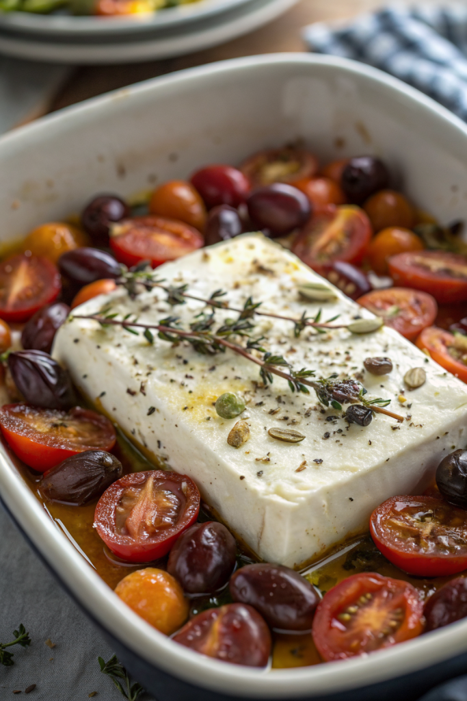 Baked Feta with Tomatoes and Olives Recipe