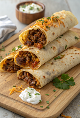 Cheesy Beef Burritos with Fries Recipe