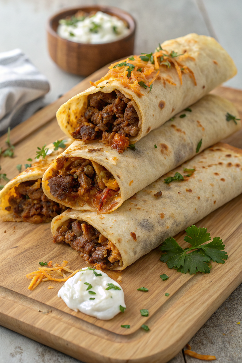 Cheesy Beef Burritos with Fries Recipe