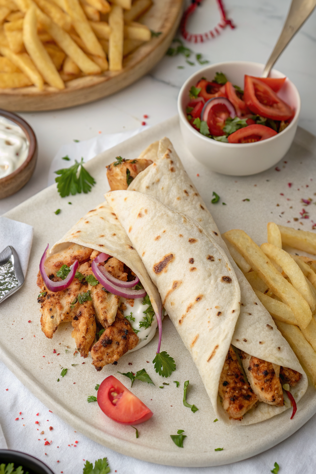 Chicken Sharwama Wrap with garlic sauce