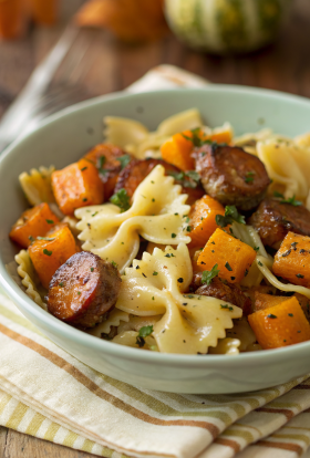 Creamy Butternut Squash Pasta with Sausage and Spinach