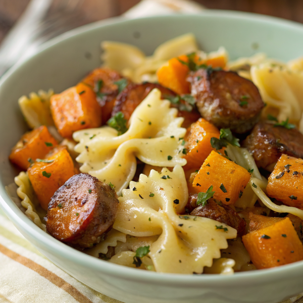 Creamy Butternut Squash Pasta with Sausage and Spinach