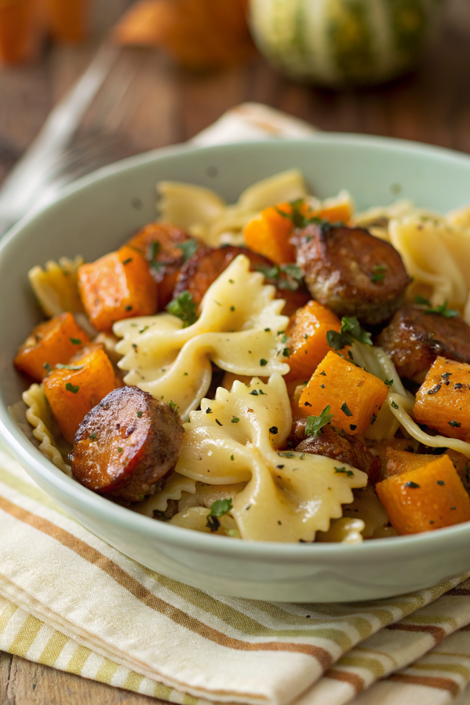 Creamy Butternut Squash Pasta with Sausage and Spinach