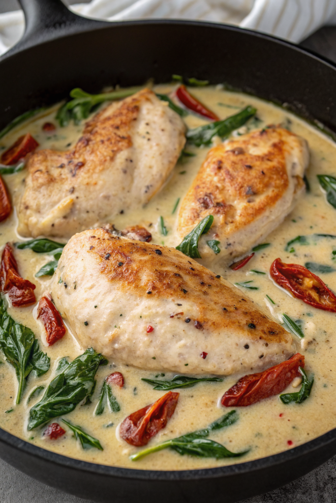Creamy Chicken Breast in Spinach Parmesan Sauce Recipe