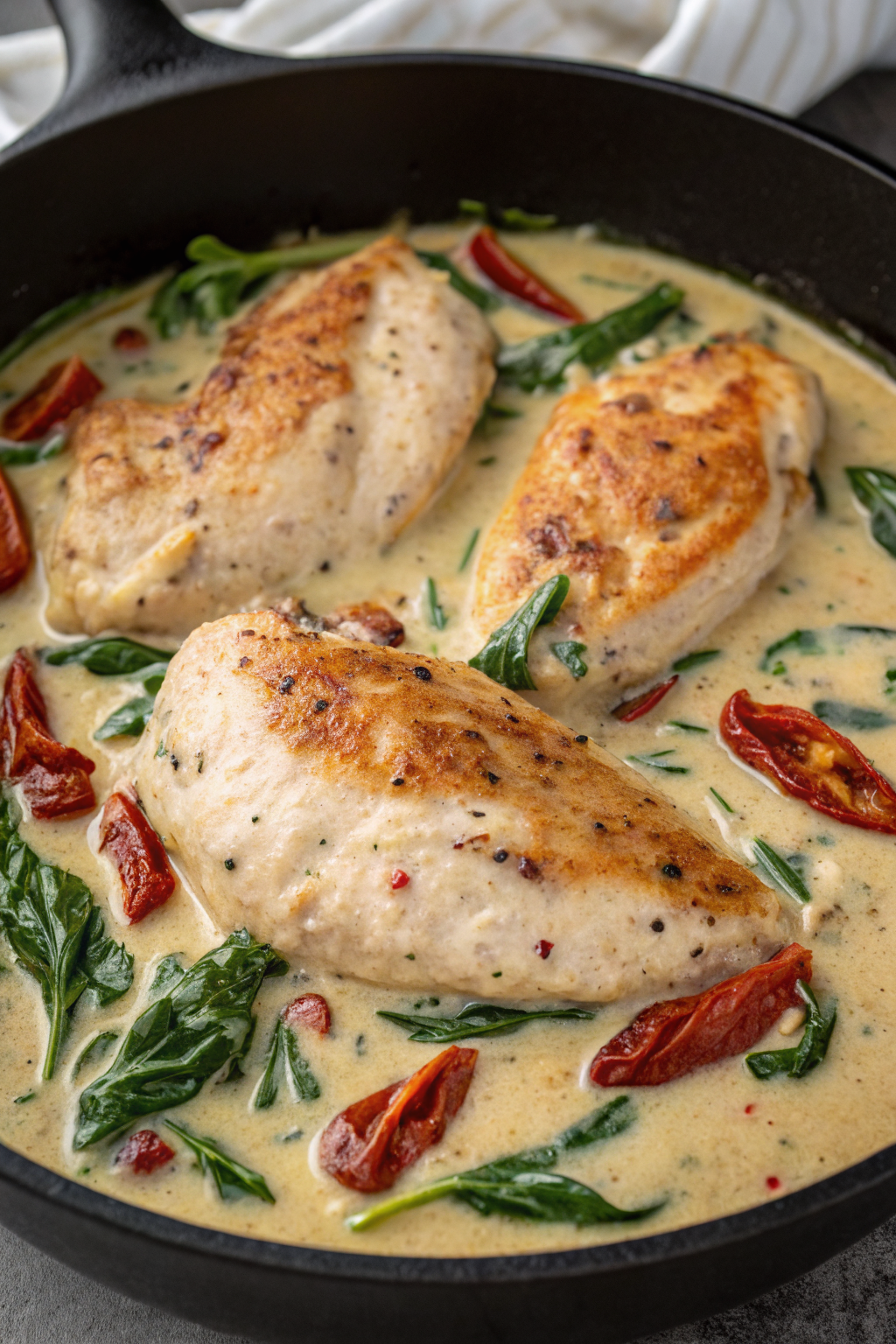 Creamy Chicken Breast in Spinach Parmesan Sauce Recipe