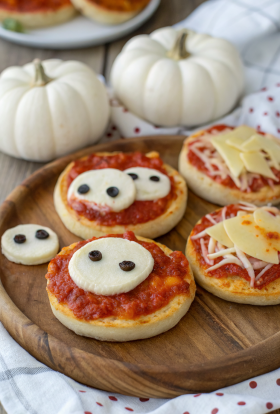 Easy Mini Halloween Pizzas Recipe