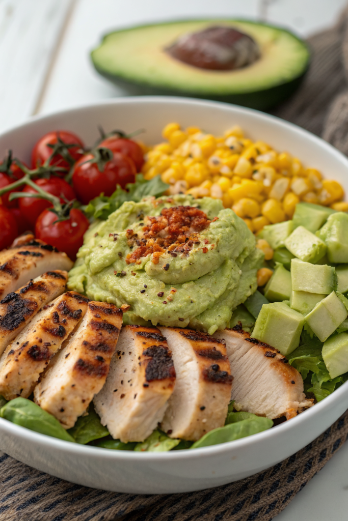 Grilled Chicken Bowl with Creamy Avocado Sauce & Veggies