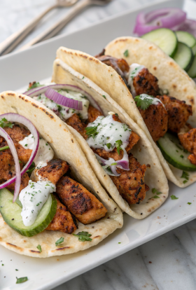 Mediterranean Chicken Gyros with Creamy Feta Tzatziki