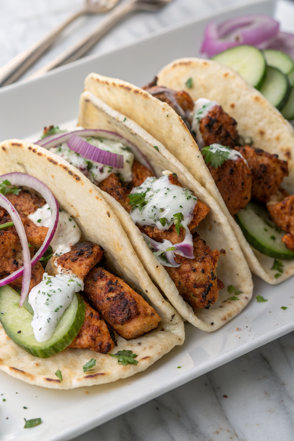 Mediterranean Chicken Gyros with Creamy Feta Tzatziki