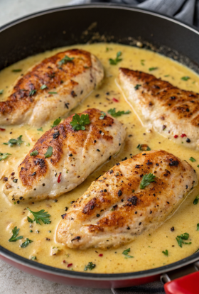 Pan Seared Chicken with Lemon Mustard Sauce Recipe
