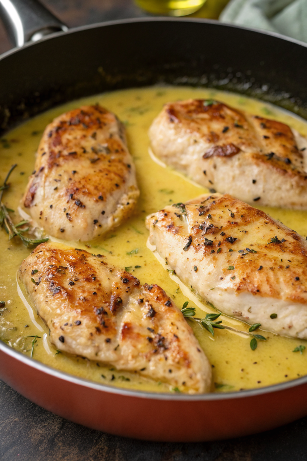 Pan Seared Chicken with zesty Lemon Mustard Sauce