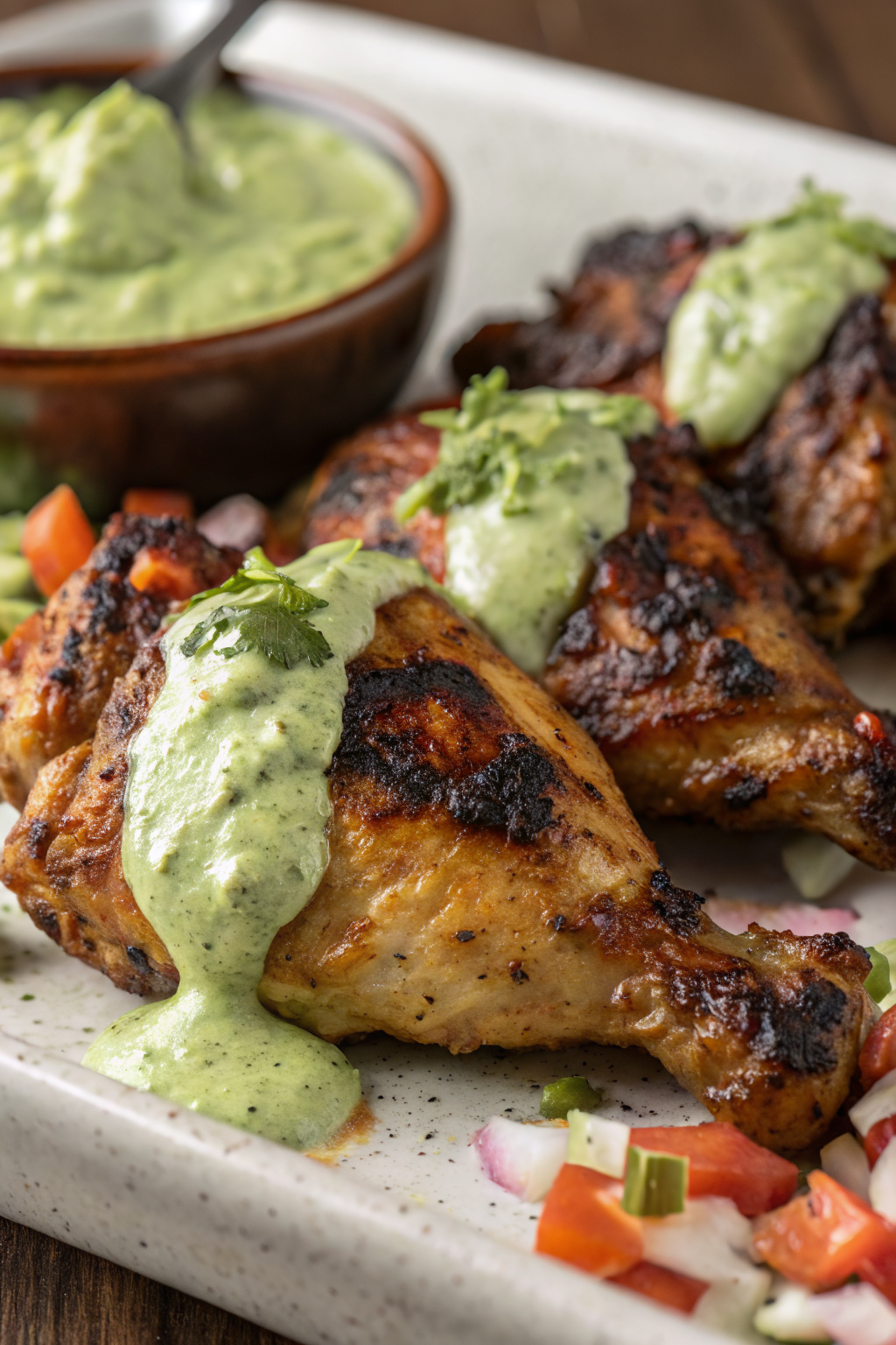 Peruvian Grilled Chicken with Creamy Green Sauce