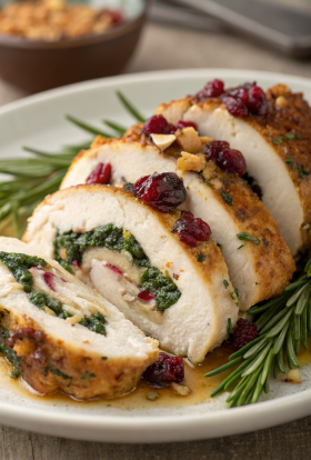 Spinach Cranberry Stuffed Chicken Breasts Recipe