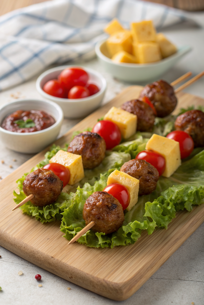 Cheeseburger Meatball Kabobs Recipe