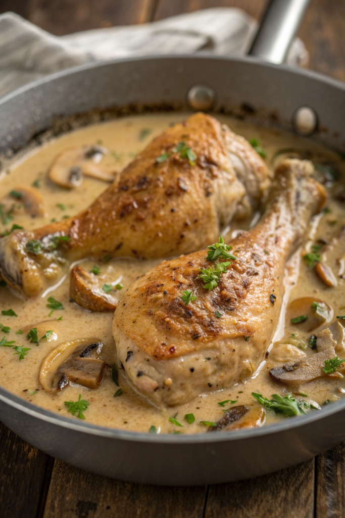 Chicken Legs with Creamy Mushroom Sauce