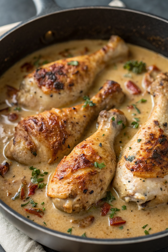 Creamy Garlic Chicken Drumsticks Recipe