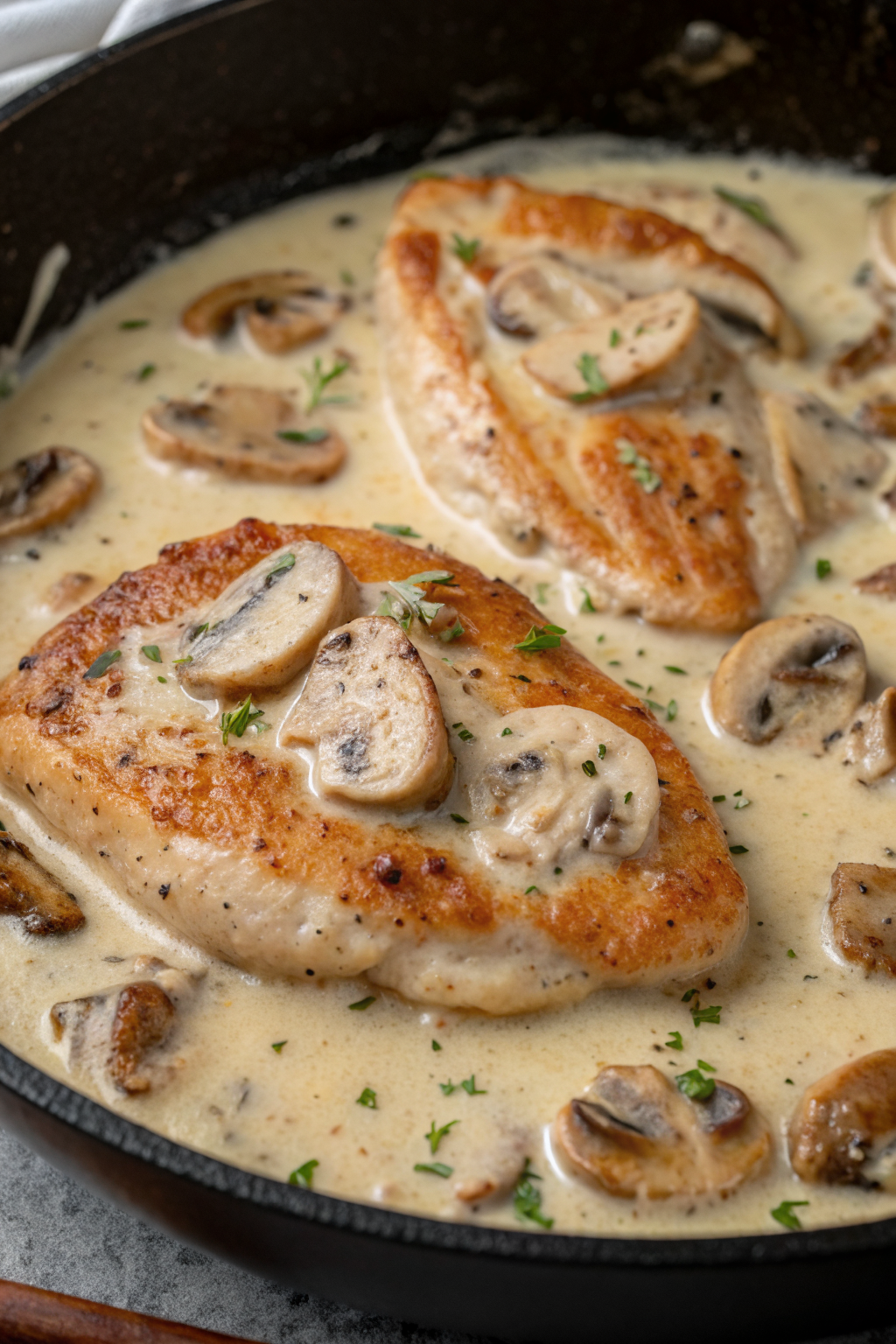 Creamy Garlic Mushroom Chicken Recipe