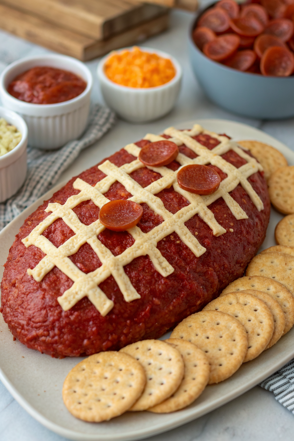 Pepperoni Football Cheese Ball Recipe