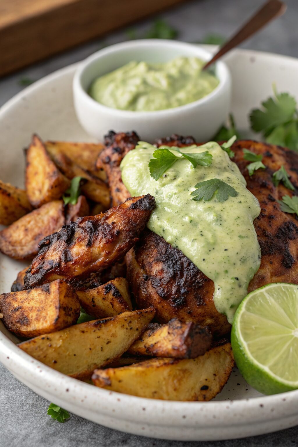 Peruvian Chicken with Creamy Green Sauce