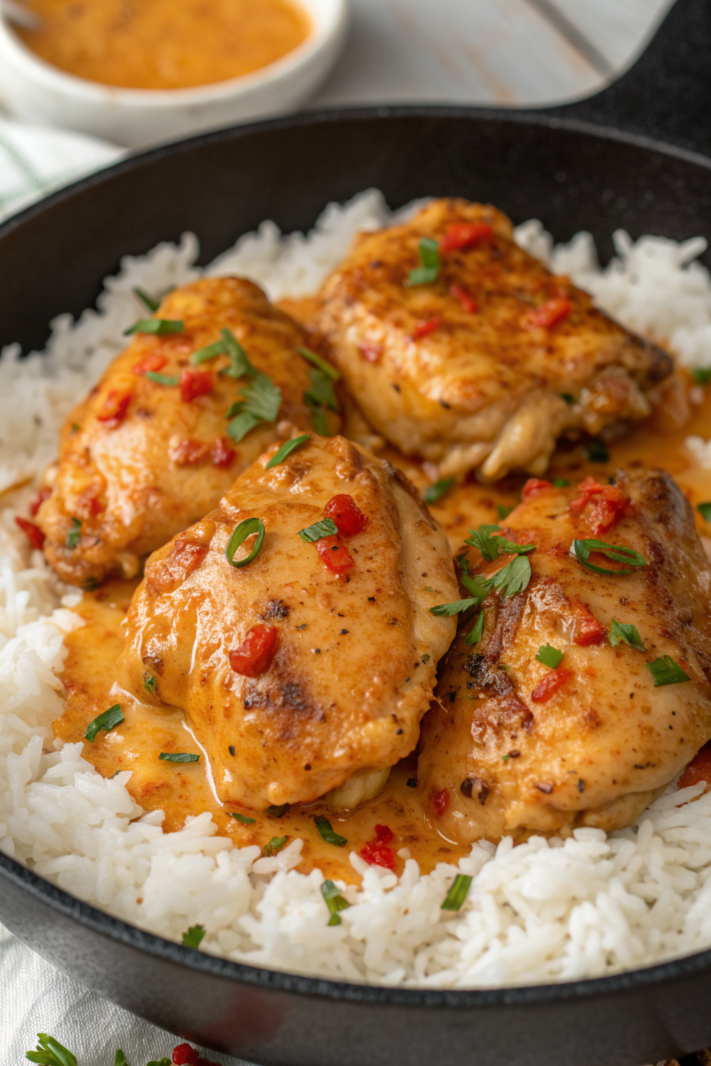 Skillet Bang Bang Chicken Thighs Recipe