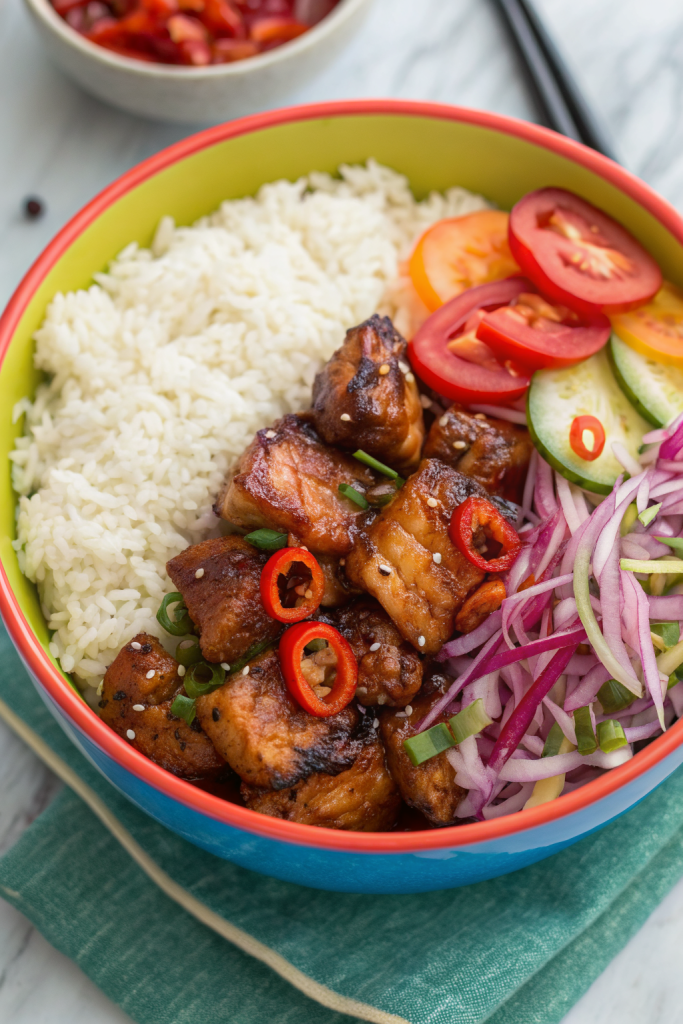 Sweet Chili Chicken Rice Bowls with Chicken Thighs