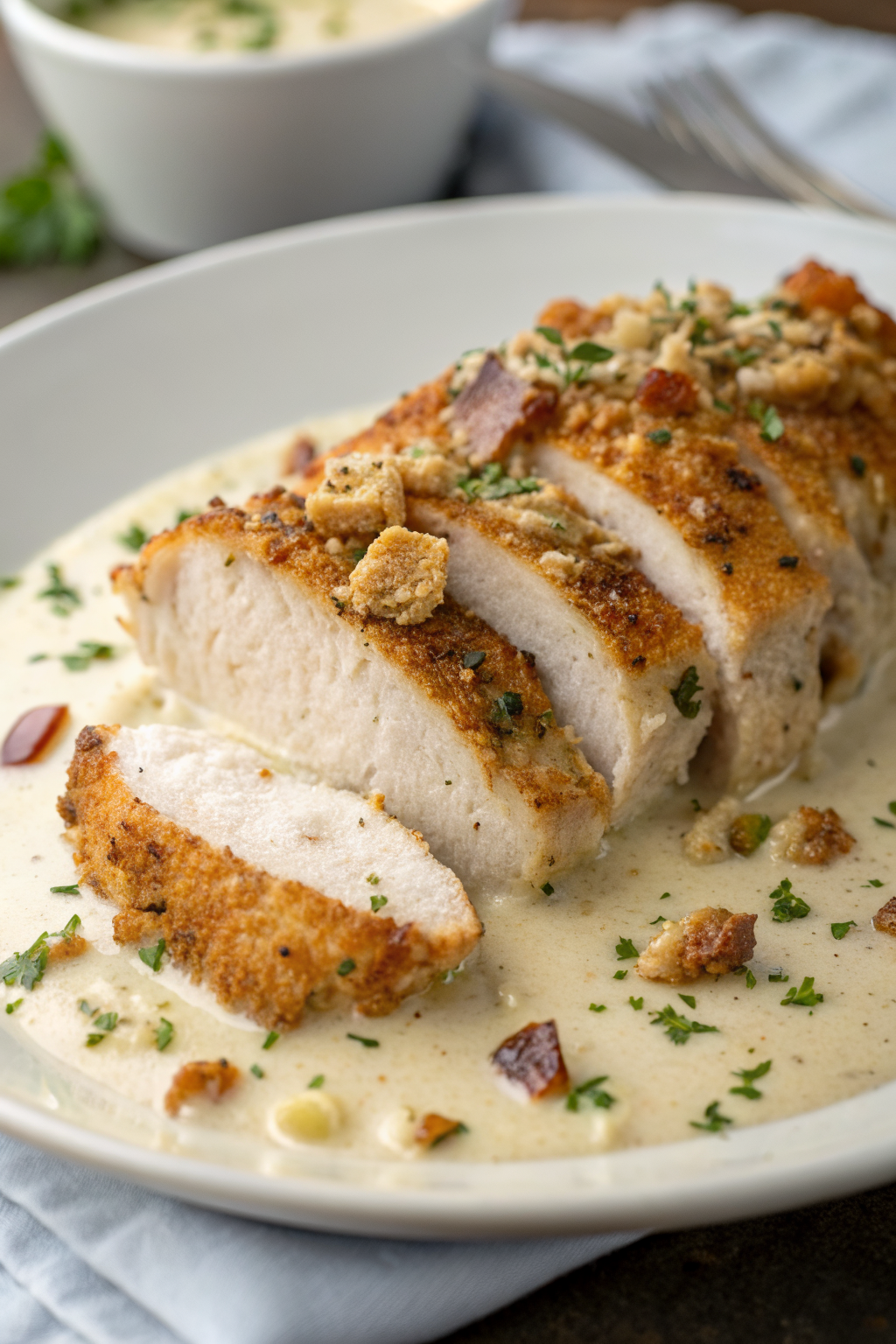 Baked Caesar Chicken with Creamy Parmesan Sauce