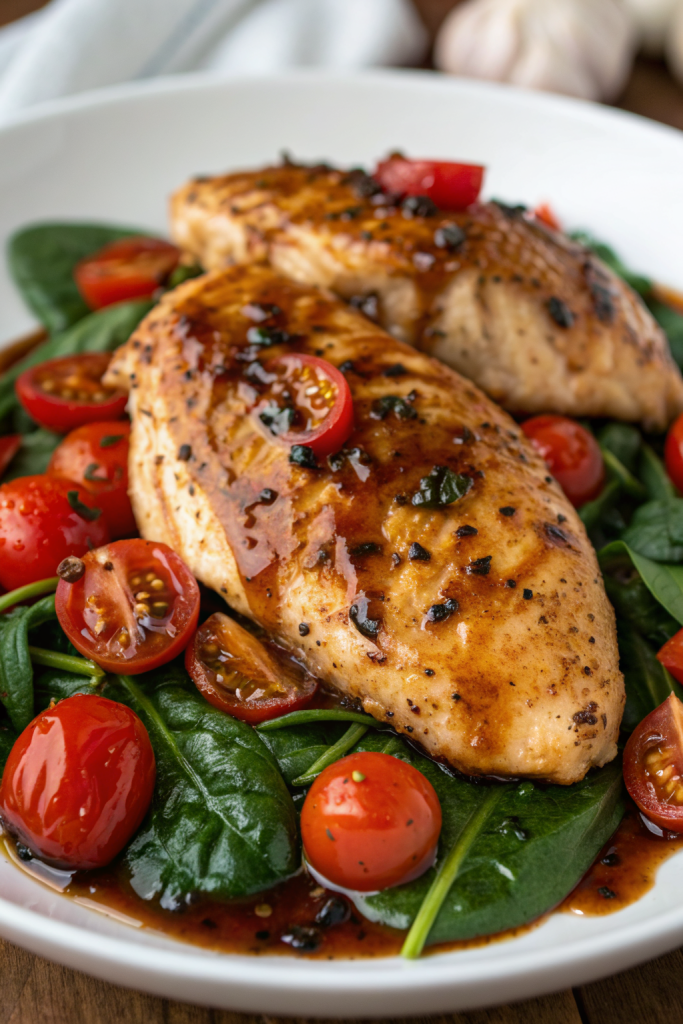 Balsamic Chicken Breast With Spinach And Tomatoes