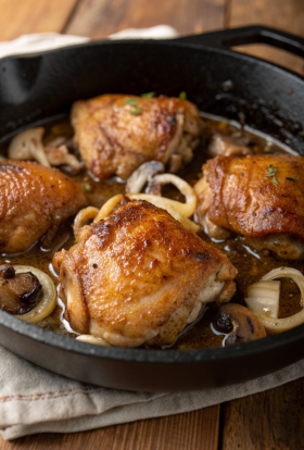 Cider Braised Chicken With Caramelized Onions