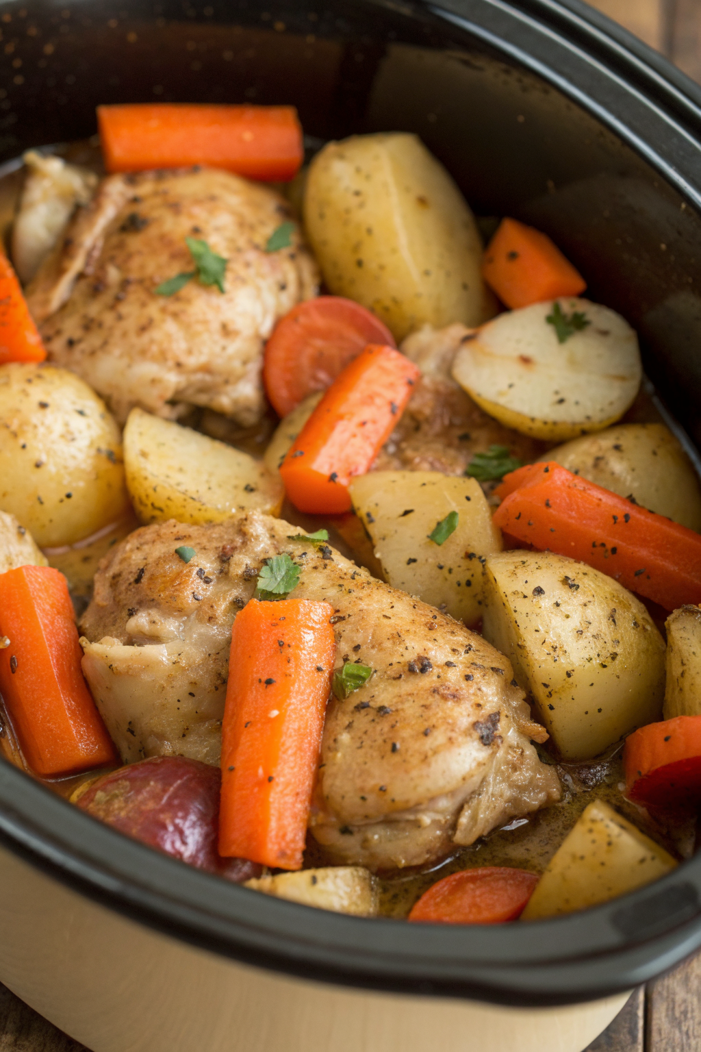 Crock Pot Garlic Butter Chicken with Potatoes and Carrots