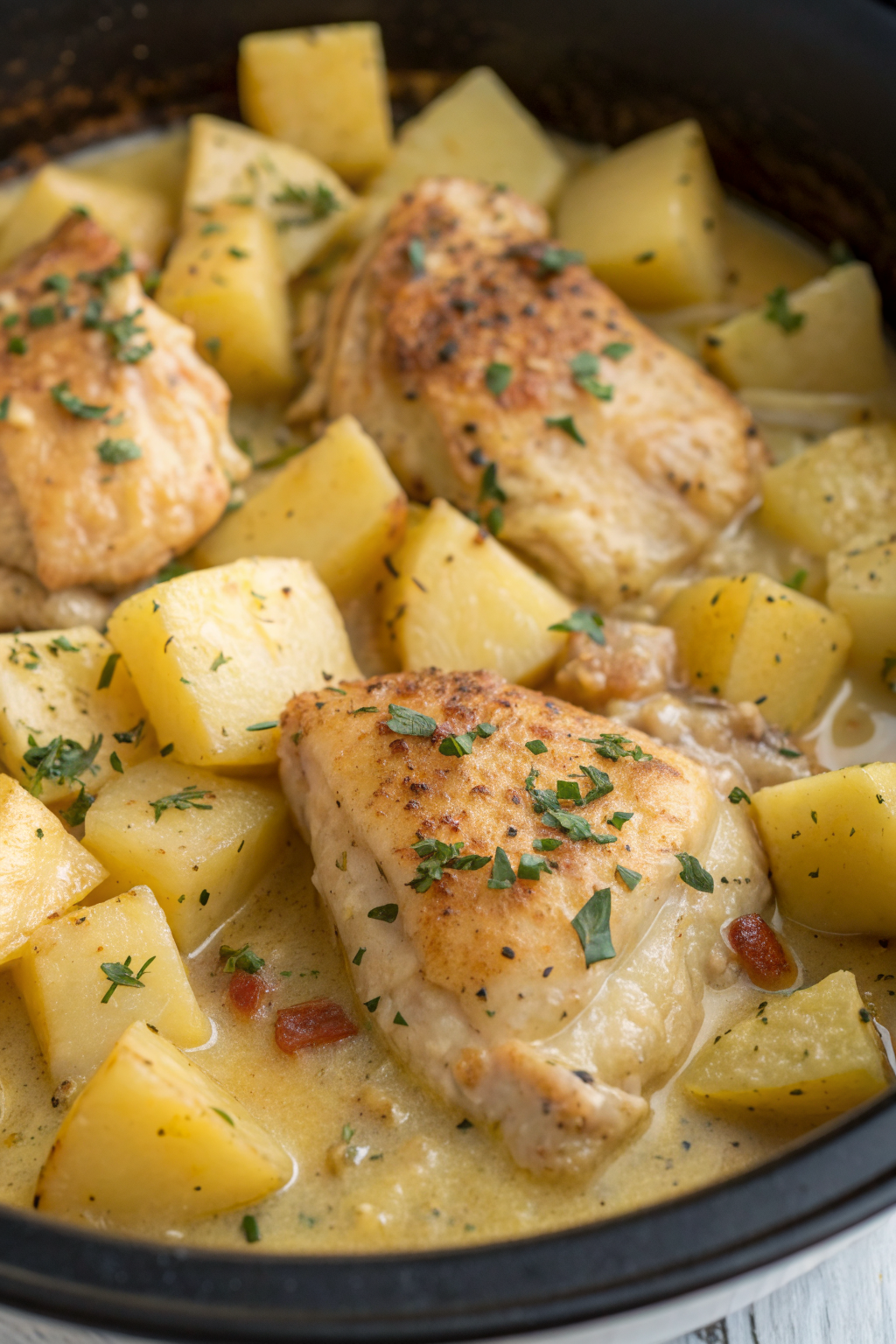 Garlic Parmesan Crockpot Chicken and Potatoes