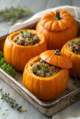 Ground Turkey & Brown Butter Sage Stuffed Pumpkins