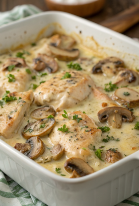 Keto Garlic Mushroom Chicken Casserole Recipe