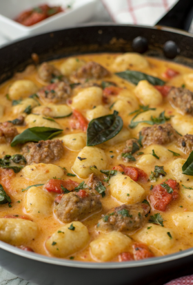 Pumpkin Gnocchi with Spinach and Sausage