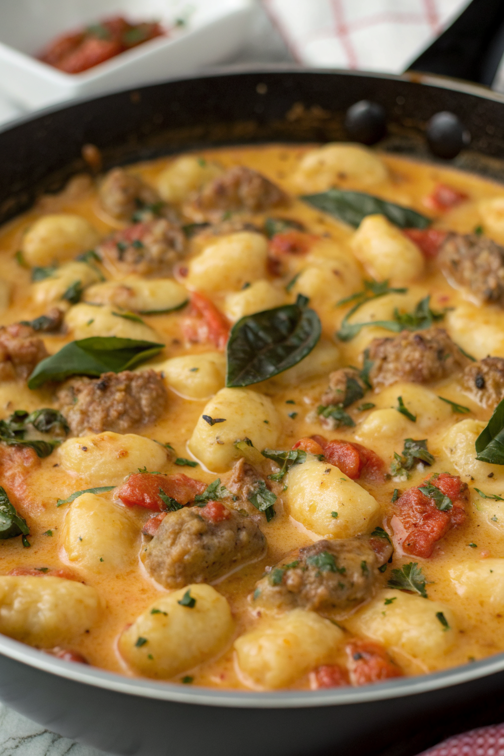 Pumpkin Gnocchi with Spinach and Sausage