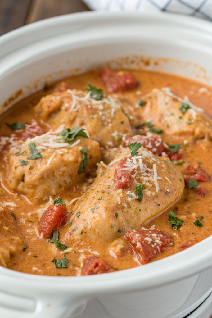 Slow Cooker Creamy Tomato Basil Chicken Recipe